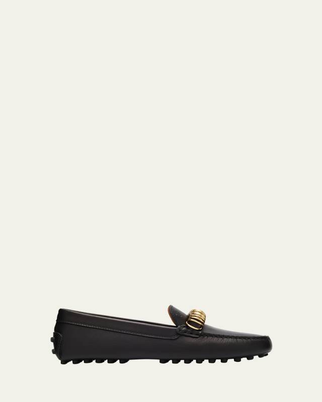 Gommino Cavillon Leather Rings Driver Loafers